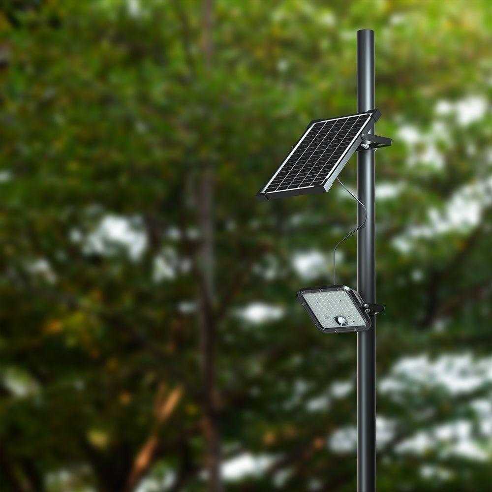 30W LED prožektorius su saulės baterija ir judesio davikliu, juodas, 4000/6000K