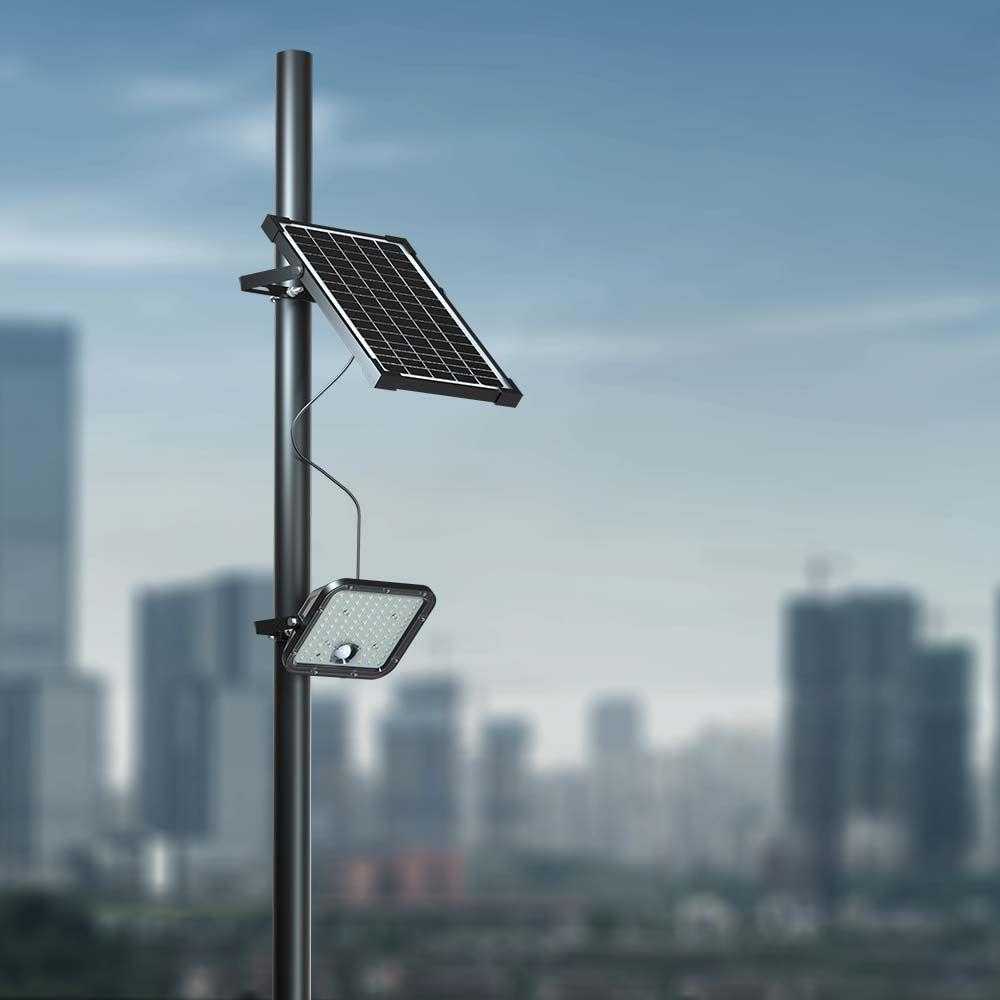 30W LED prožektorius su saulės baterija ir judesio davikliu, juodas, 4000/6000K