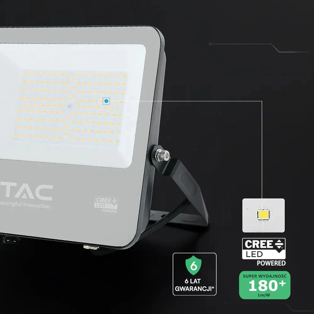 Naświetlacz LED V-TAC CREE CHIP 100W 185Lm/W juoda VT-44105 4000K 18500lm 6 lat gwarancji