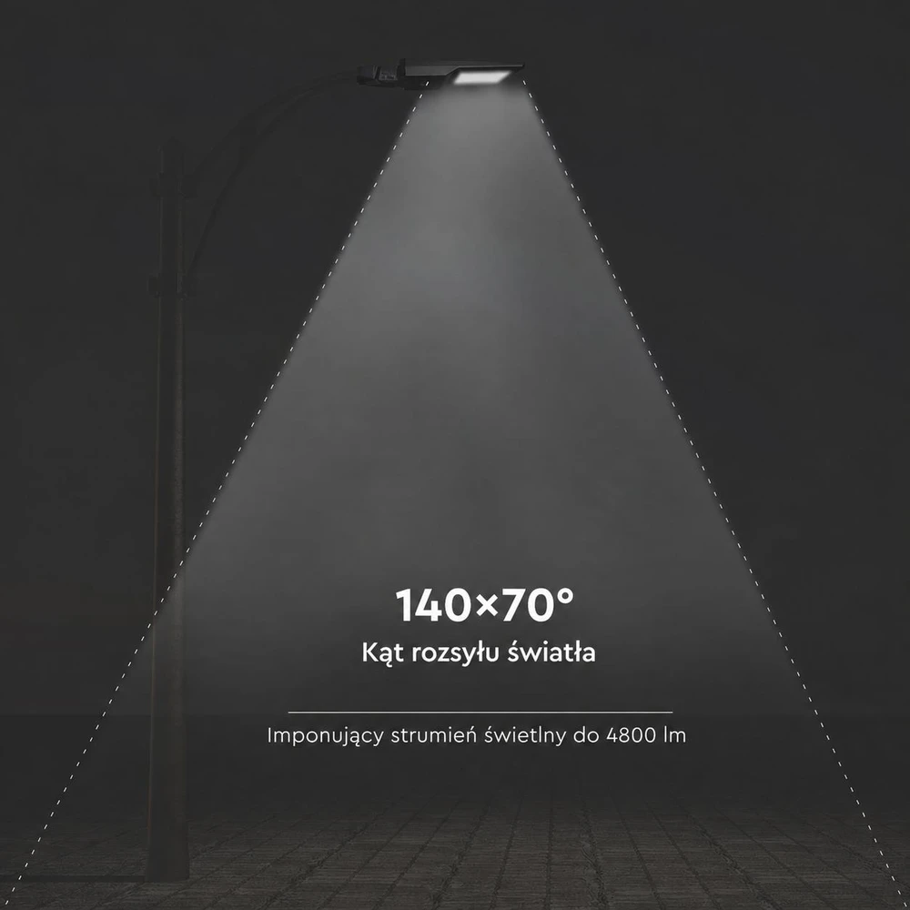 40W gatvės šviestuvas V-TAC su judesio davikliu, 6000K, IP65, su saulės baterija, juodas
