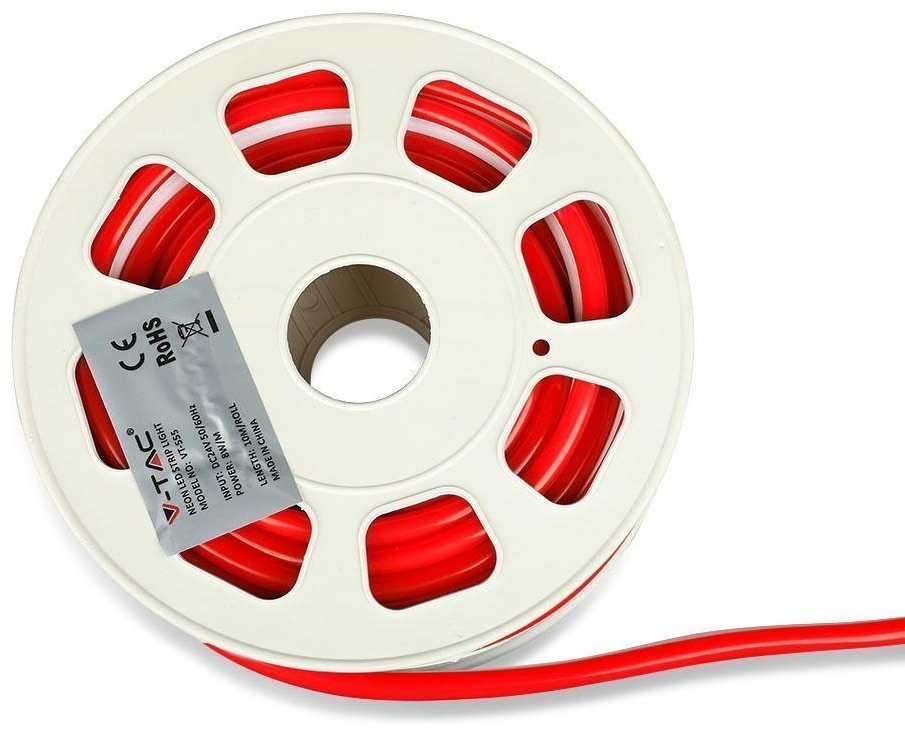 V-tac 8W/m NEON FLEX LED juosta, raudona, 24V, 10m ritė