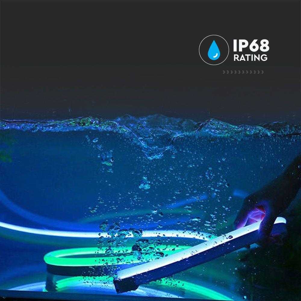 6.5W lankstus, šviečiantis kabelis V-TAC NEON FLEX, geltona šviesa, IP68, karpomas kas 5cm, 5m pakuotė