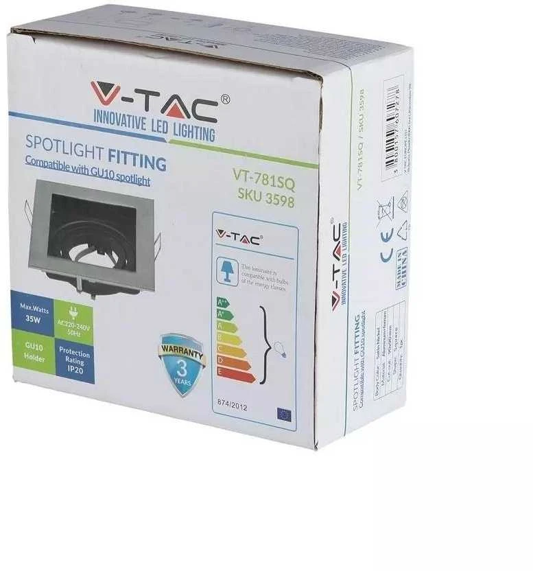 V-tac GU10 lemputės rėmelis, kvadratinis