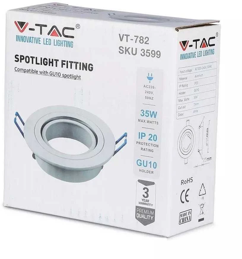 V-tac GU10 lemputės rėmelis, apvalus