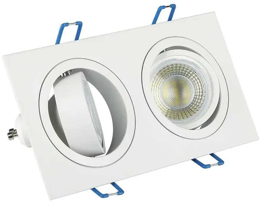 WHITENERGY SKU3607 V-TAC VT-783 2xGU10 FITTING SQUARE Baltas