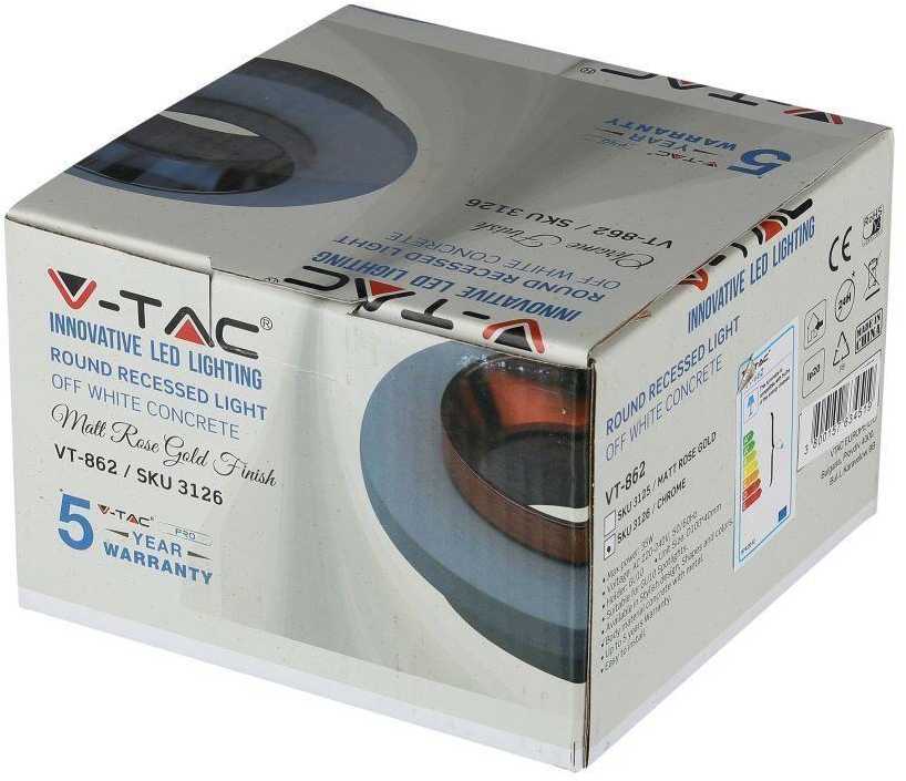 GU10 lemputės įmontuojamas rėmelis V-TAC, baltos/chromo sp.