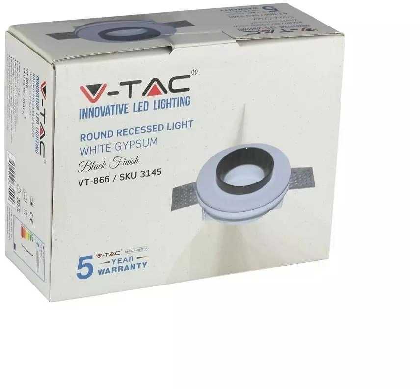 GU10 lemputės įmontuojamas rėmelis V-TAC, apvalus, baltos/juodos sp.