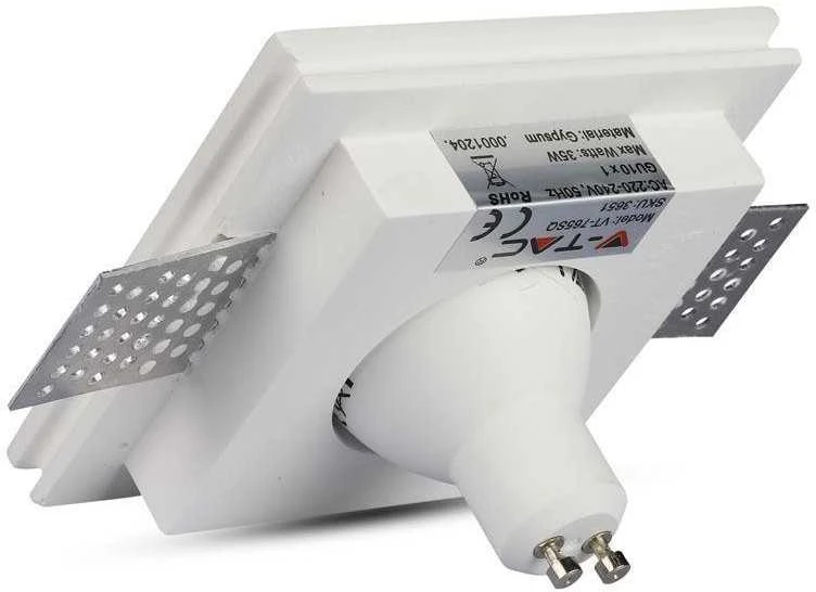 GU10 lemputės rėmelis V-TAC, baltas, kvadratinis, 100x100mm