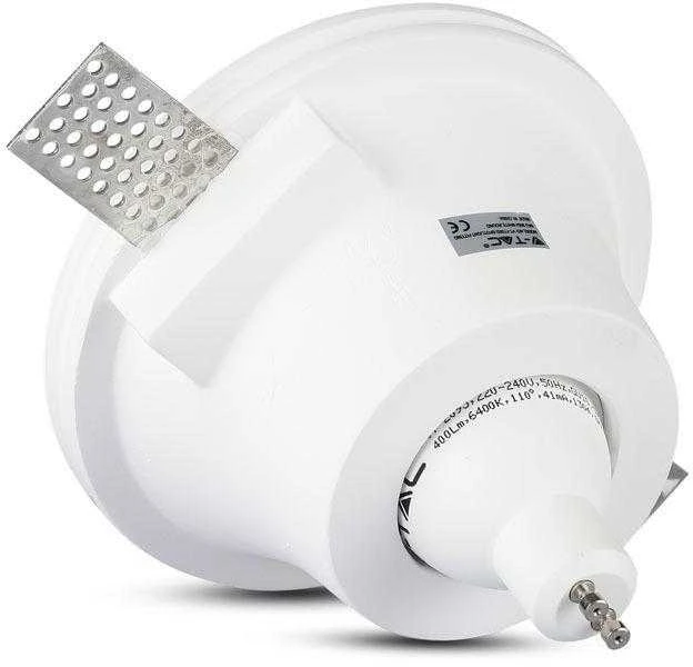 Pakabinamas šviestuvas V-tac GU10 gipsinis lemputės rėmelis, baltas, apvalus, gilus, 132mm