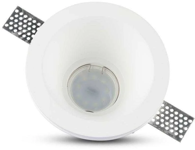 Pakabinamas šviestuvas V-tac GU10 gipsinis lemputės rėmelis, baltas, apvalus, gilus, 132mm