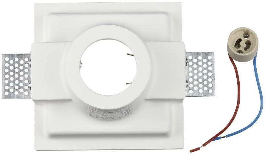 V-tac GU10 lemputės rėmelis, baltas, kvadratinis, gilus, 121x121mm