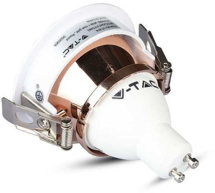 V-tac GU10 lemputės įmontuojamas rėmelis, apvalus, 80x42mm, baltos/rožinio aukso spalvos