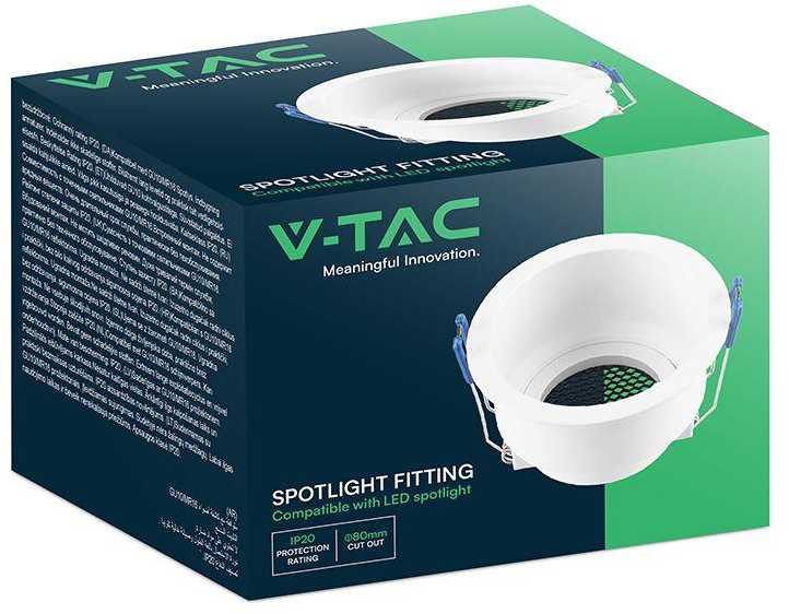 V-tac Lemputės laikiklis GU10, baltas, su filtru nuo akinimo