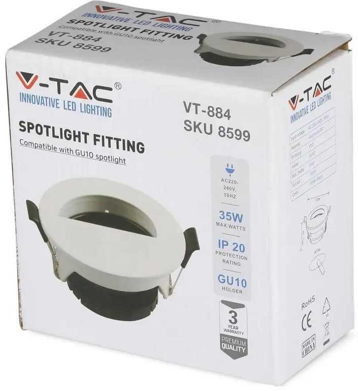 V-tac GU10 lemputės įmontuojamas rėmelis, juodos/baltos sp.