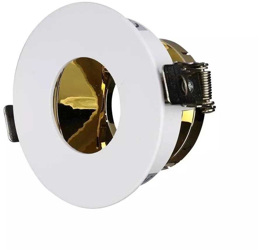 V-tac GU10 lemputės įmontuojamas rėmelis, apvalus, 80x42mm, baltos/aukso spalvos