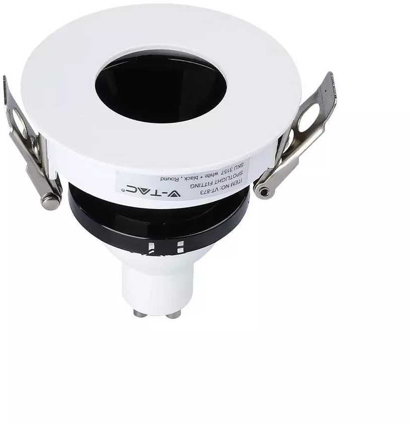 V-tac GU10 lemputės įmontuojamas rėmelis, apvalus, 80x42mm, baltos/juodos spalvos