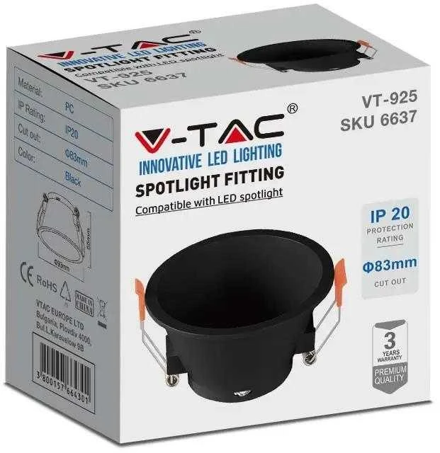 V-tac Lemputės laikiklis GU10, juodas