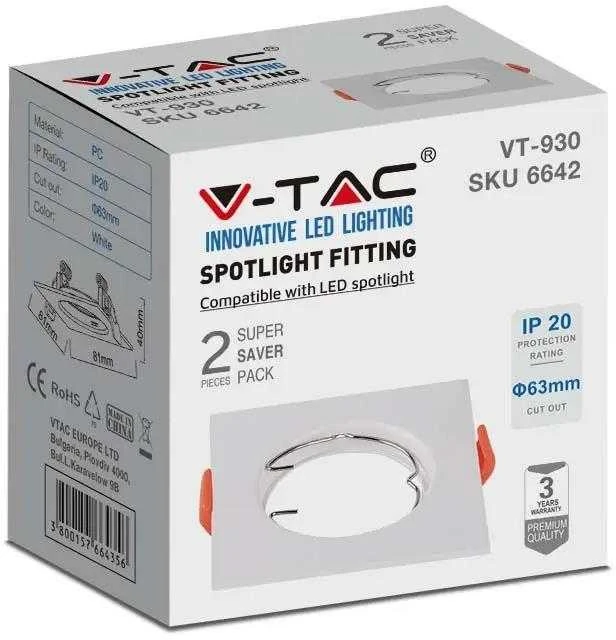 V-tac Lemputės laikiklis GU10, baltas, 2vnt. pakuotėje