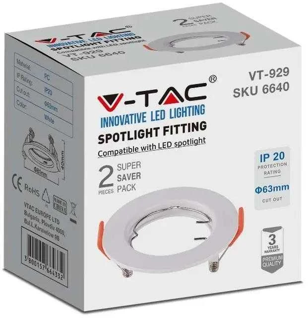 V-tac Lemputės laikiklis GU10, baltas, 2vnt. pakuotėje