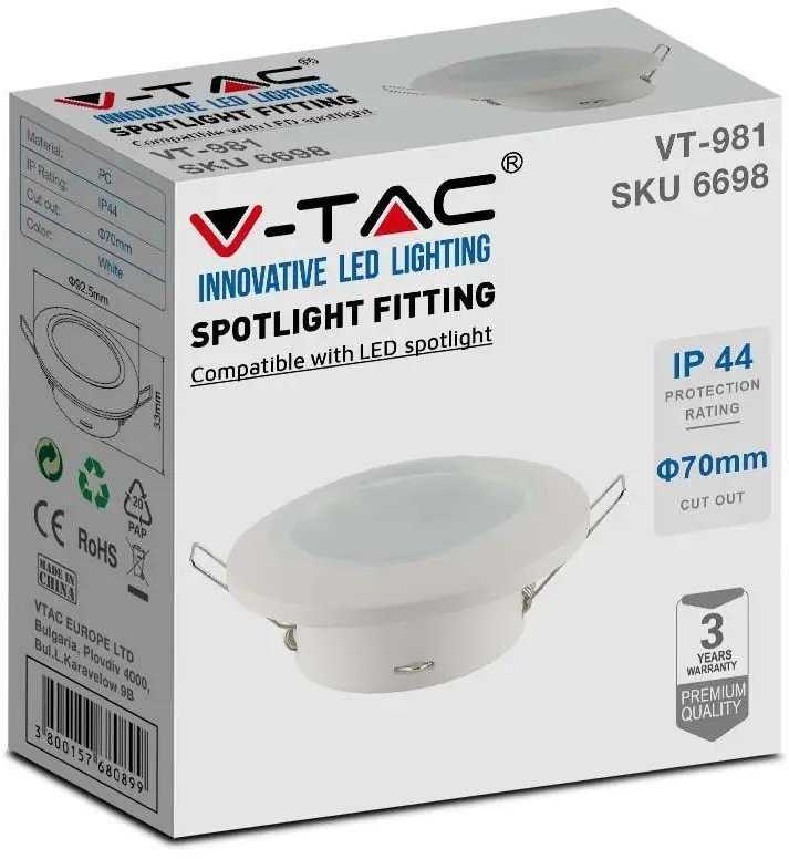 V-tac Apvalus GU10 lemputės rėmelis, baltas