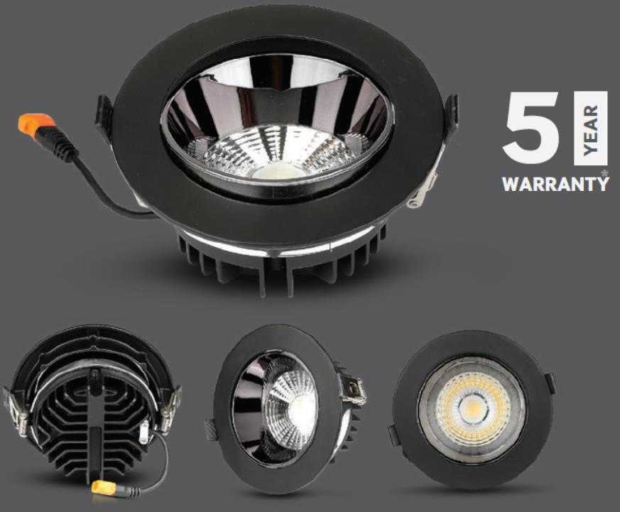 30W įleidžiamas šviestuvas V-TAC, 6400K, juodas