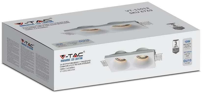V-tac Užglaistomas 2xGU10 lemputės rėmelis, baltas