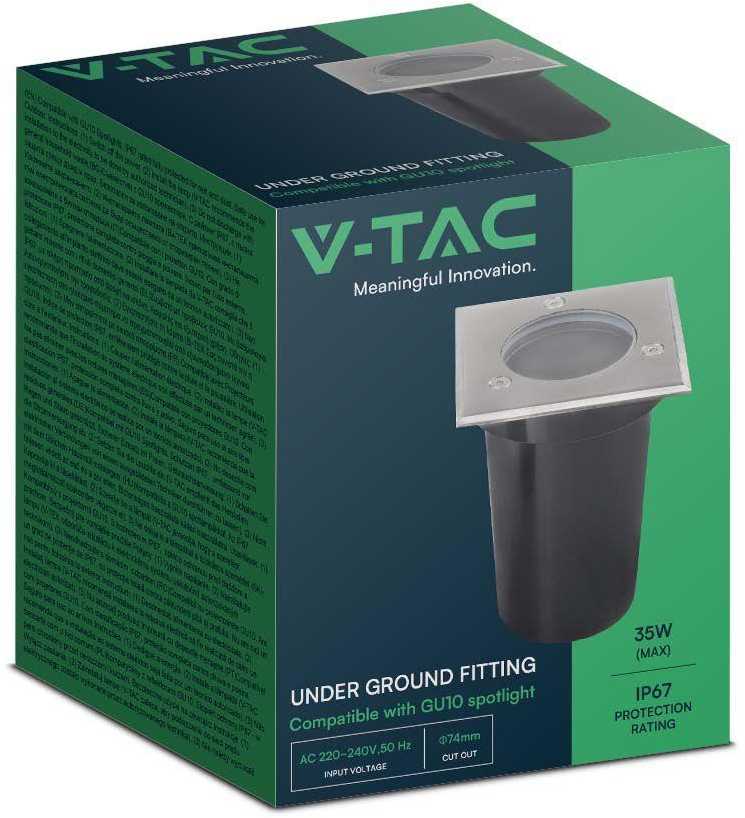 V-tac Įleidžiamas į žemę šviestuvas, GU10, juodas