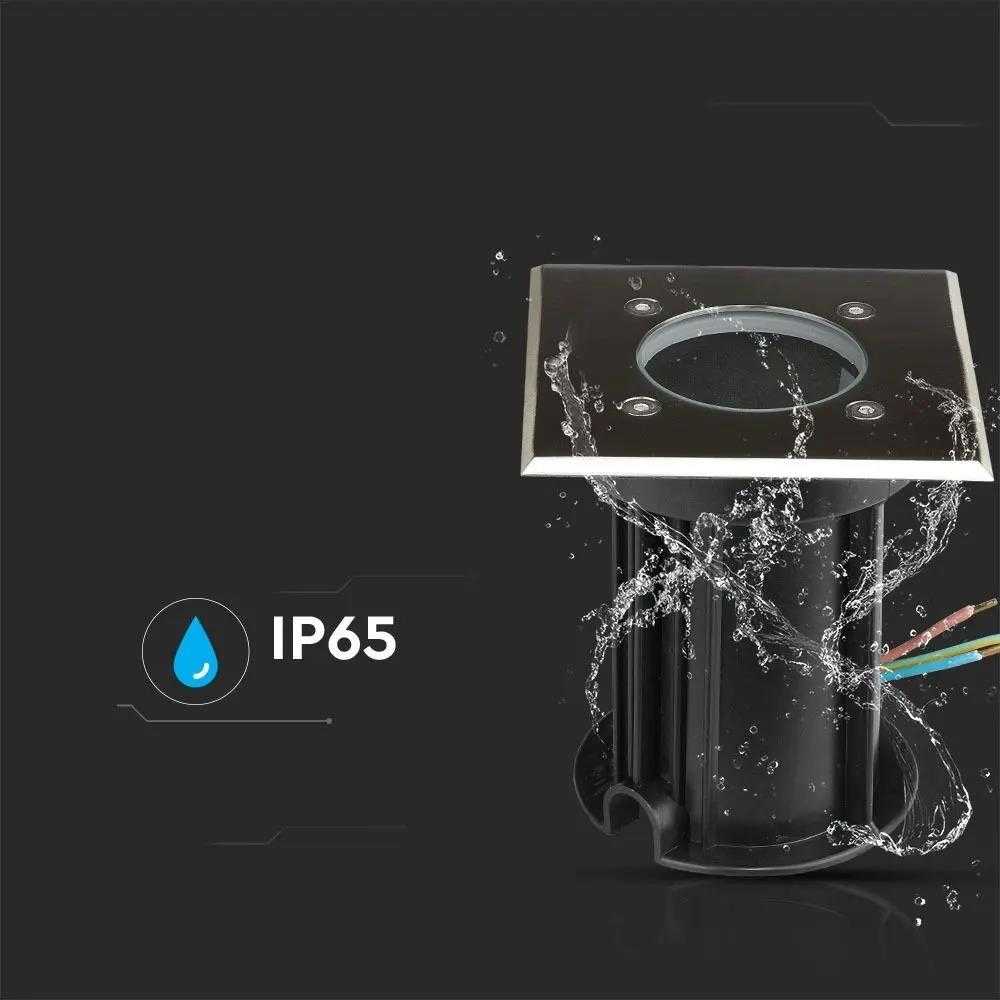V-tac Požeminis nerūdijančio plieno GU10 laikiklis, juodas, kvadratinis, IP65