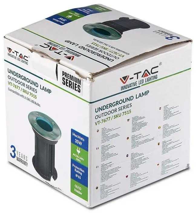 V-tac Požeminis nerūdijančio plieno GU10 laikiklis, juodas, apvalus, IP65