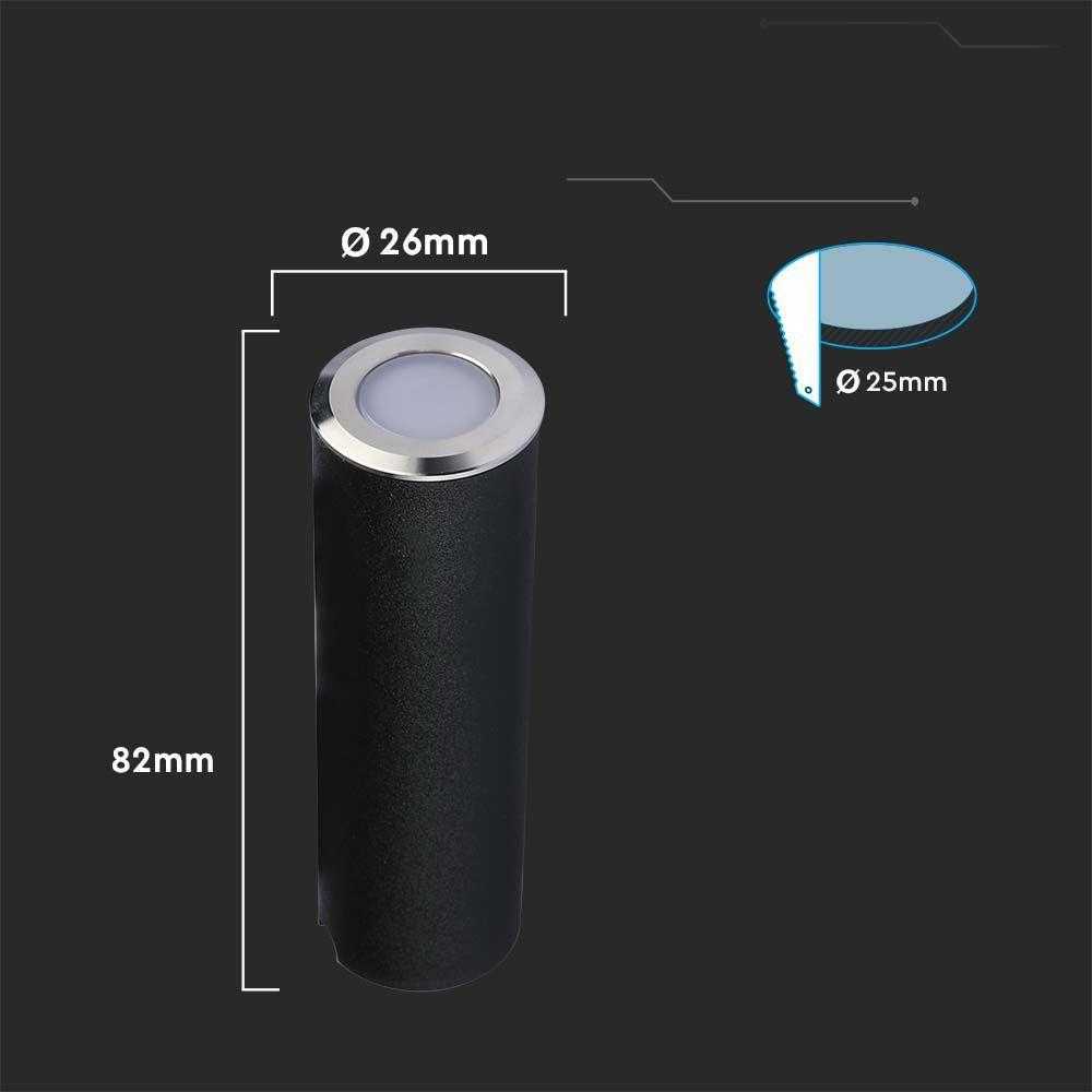 V-tac 0,5W LED įmontuojamas lauko šviestuvas, sidabro sp., 3000K, IP67
