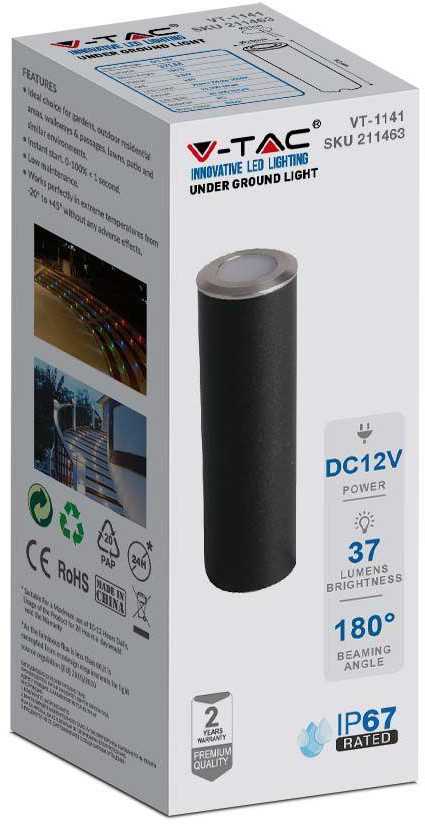 V-tac 0,5W LED įmontuojamas lauko šviestuvas, sidabro sp., 3000K, IP67