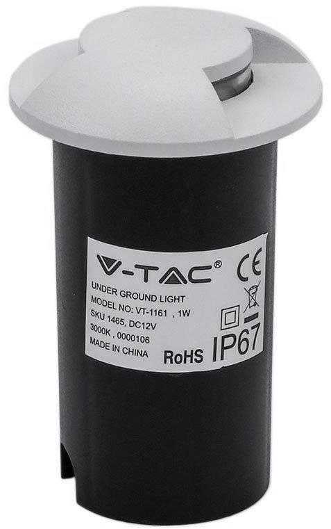 V-tac 1W LED įmontuojamas grindinio šviestuvas, baltas, 3000K, IP67