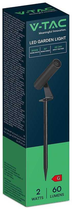 2W LED įsmeigiamas lauko šviestuvas, juodas, 3000K