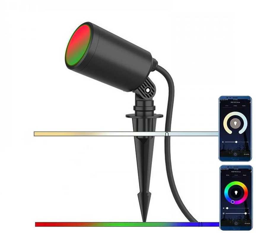 V-tac 7W LED įsmeigiamas šviestuvas, juodas, suderinamas su AMAZON ALEXA ir GOOGLE HOME, 3000-6500K/RGB