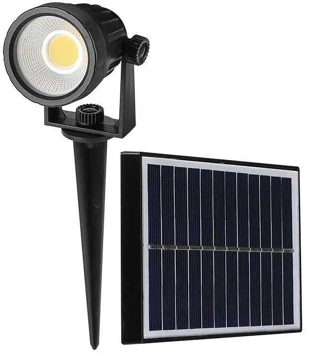 V-tac 2W LED įsmeigiamas lauko šviestuvas, juodas, 6400K, IP65, su saulės baterija