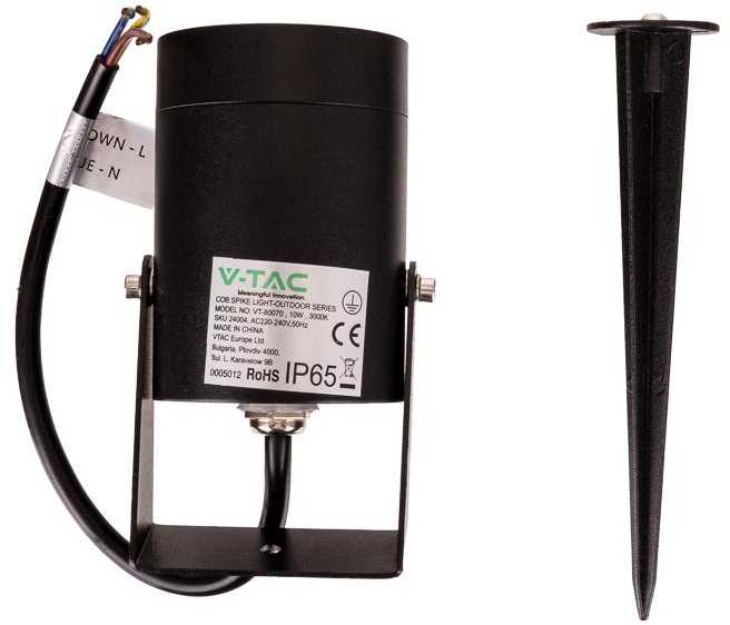 V-tac 10W LED įsmeigiamas lauko šviestuvas, juodas, 4000K