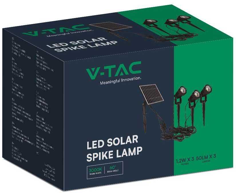 V-tac Rinkinys- 3x1,2W įsmeigiami lauko šviestuvai, juodi, su saulės baterija