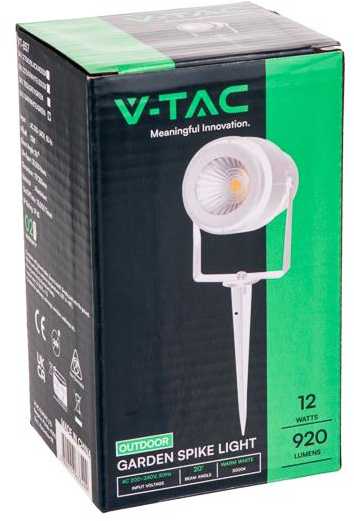 V-tac 12W lauko šviestuvas, įsmeigiamas, baltas, žalia šviesos spalva