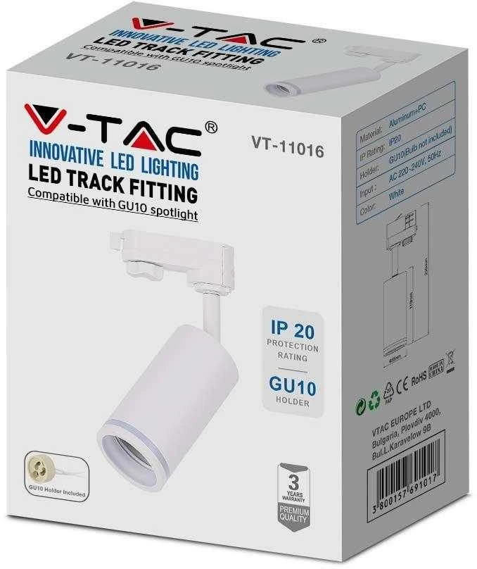 V-tac Akcentinis šviestuvas į 3 fazių bėgelius, GU10, baltas