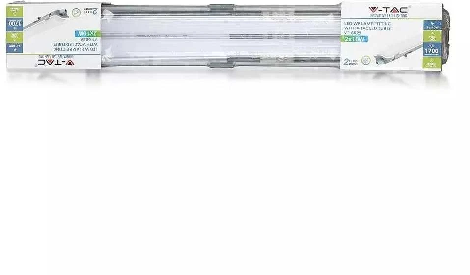 Lubinis šviestuvas 2x18W LED šviestuvas (su lempomis) V-TAC 120cm, atsparus vandeniui, 6400K (šaltai balta)