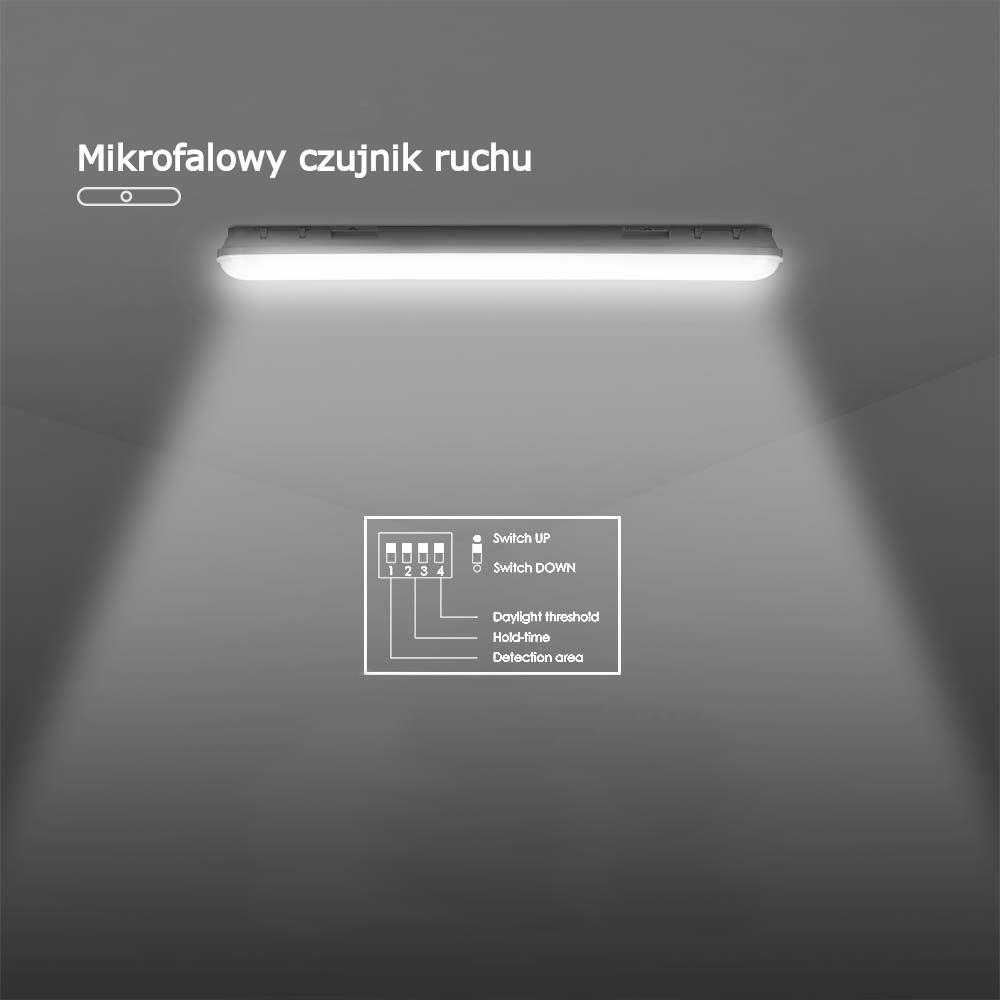 Lubinis šviestuvas V-tac 48W LED T8 šviestuvas, 150cm, baltas, 6400K, su judesio davikliu