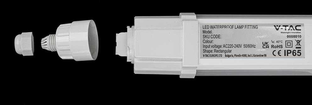 Lubinis šviestuvas V-tac 48W LED linijinis paviršinis šviestuvas L-SERIES, 150cm, baltas, 6500K, IP65