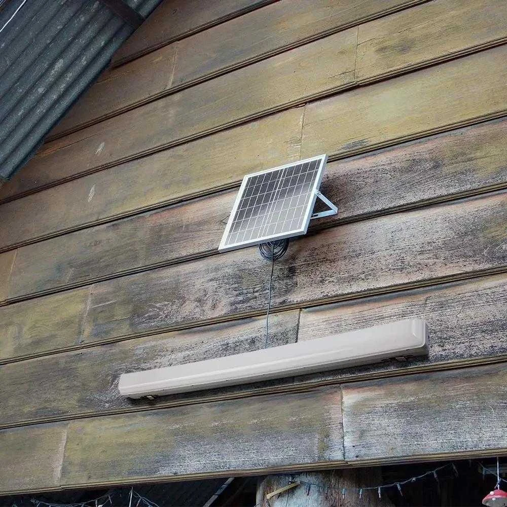 Lubinis šviestuvas V-tac 18W LED linijinis šviestuvas, 120cm, baltas, 3000-6400K, IP65, valdomas, su saulės baterija ir judesio davikliu