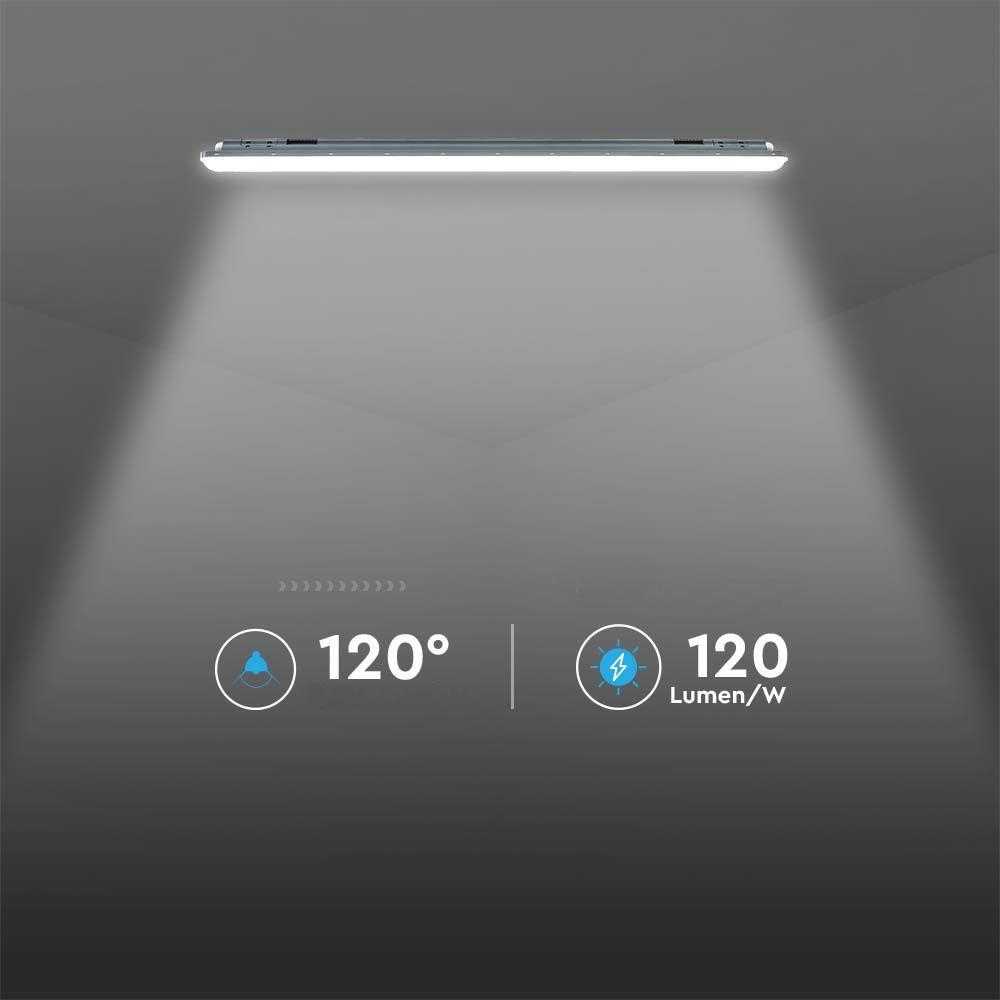 Lubinis šviestuvas V-tac 36W LED linijinis paviršinis šviestuvas X-SERIES, 120cm, 6500K, IP65, su judesio davikliu
