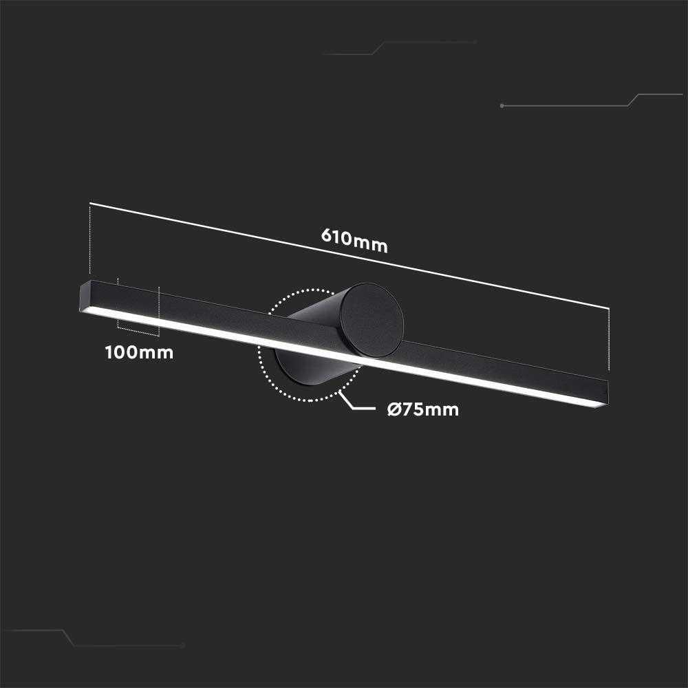 Sieninis šviestuvas 10W LED veidrodžio šviestuvas, juodas, 4000K, IP65