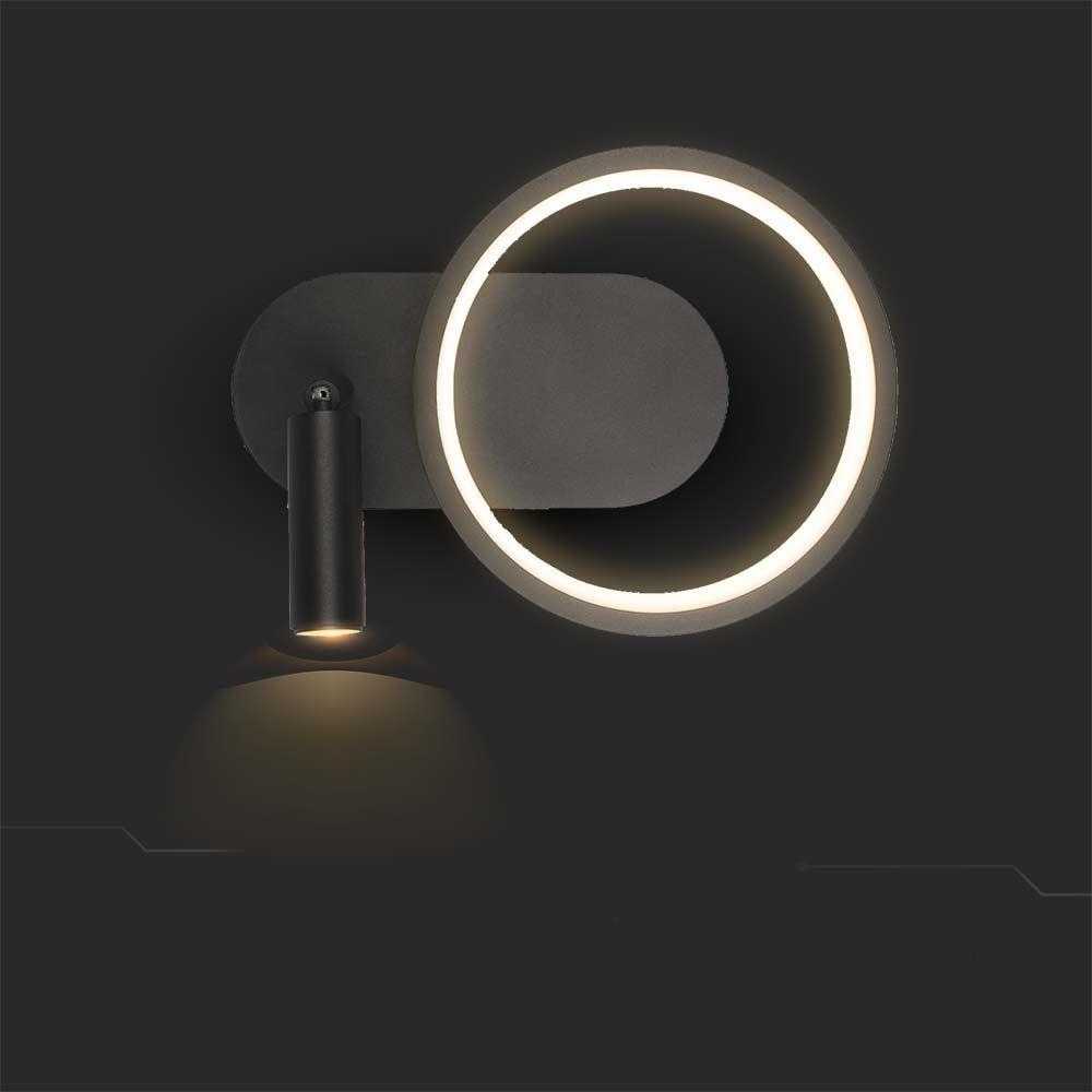 V-tac 14W LED sieninis šviestuvas, juodas, 3000K