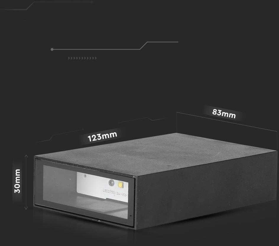 V-tac 4W LED sieninis šviestuvas, juodas, 6400K, IP65