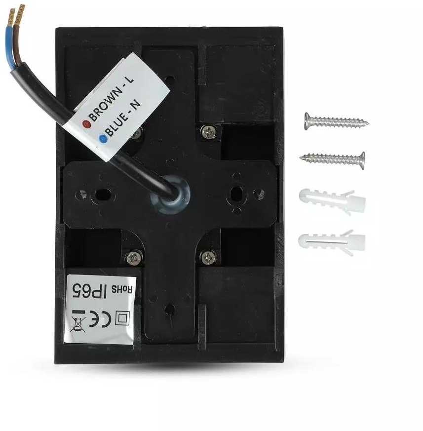 V-tac 4W LED sieninis šviestuvas, juodas, 6400K, IP65