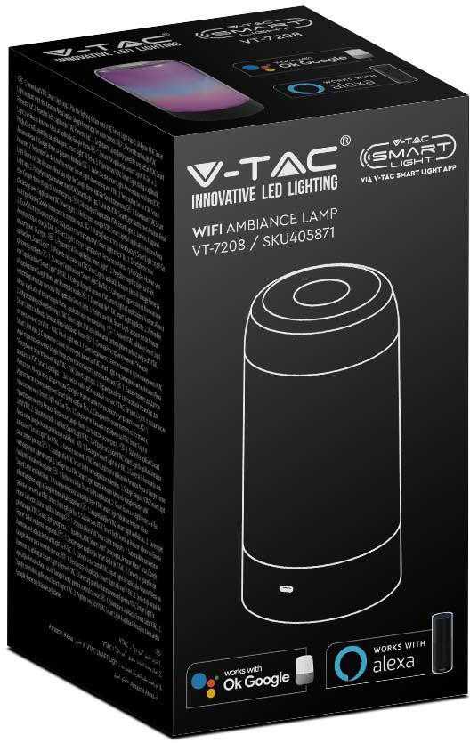 V-tac 8W LED šviestuvas, juodas, suderinamas su AMAZON ALEXA ir GOOGLE HOME, RGB