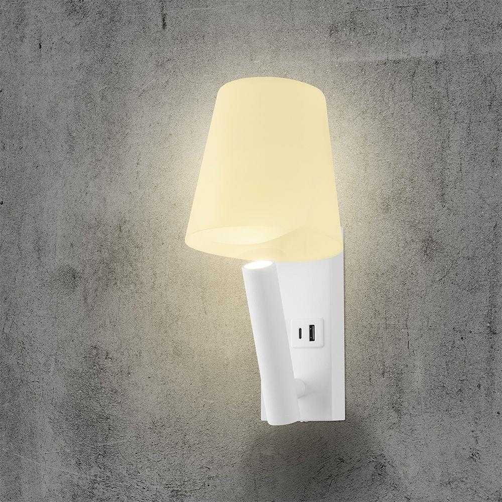 V-tac 2W LED sieninis šviestuvas, baltas, 3000K, CREE LED chip, su USB/PD jungtimi